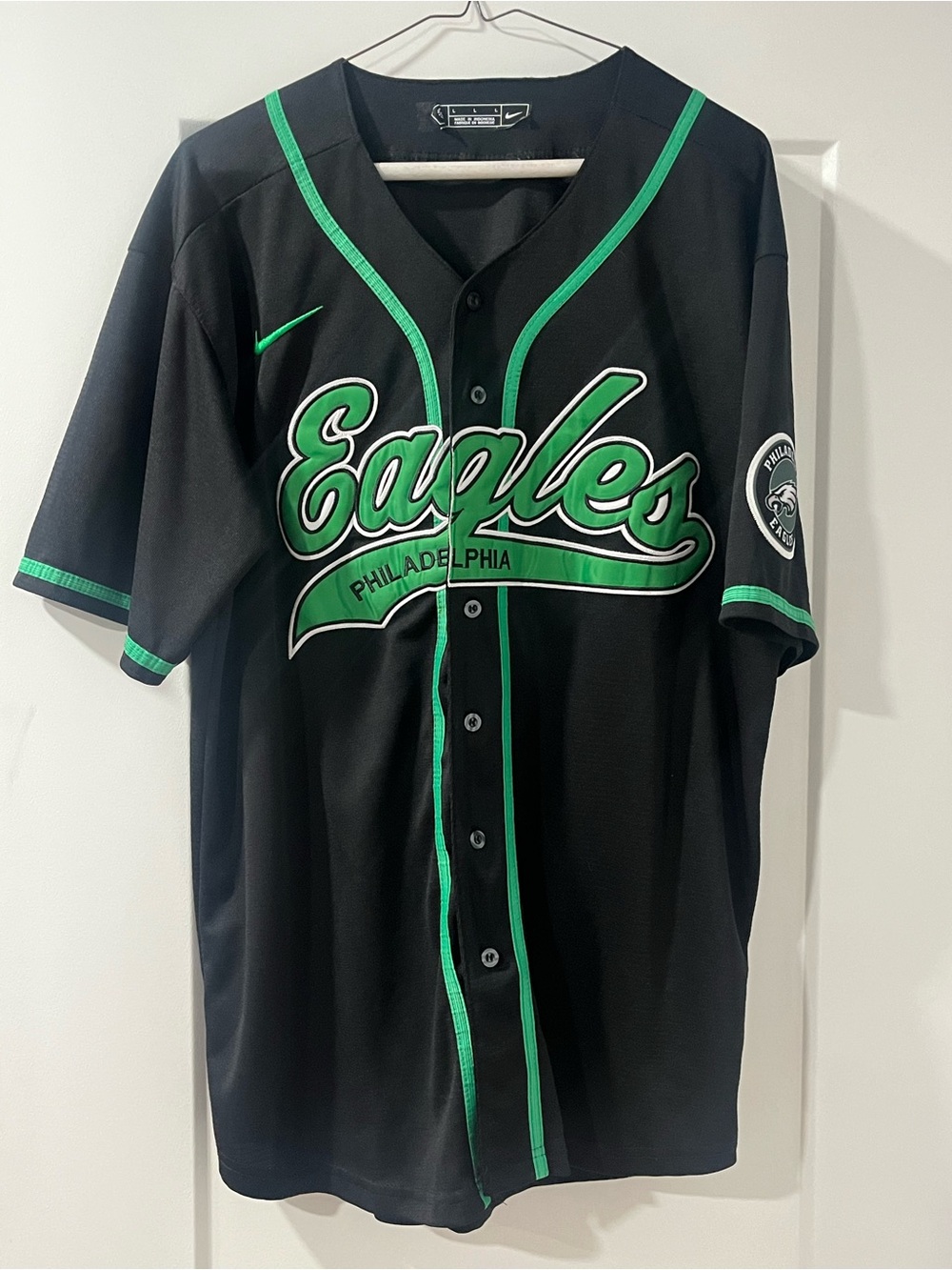 Nike Black and Green Philadelphia Eagles Baseball Jersey
